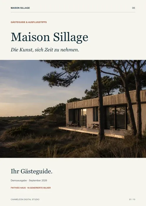 Illustriertes Titelblatt des deutschen Maison Sillage Gästeguides
