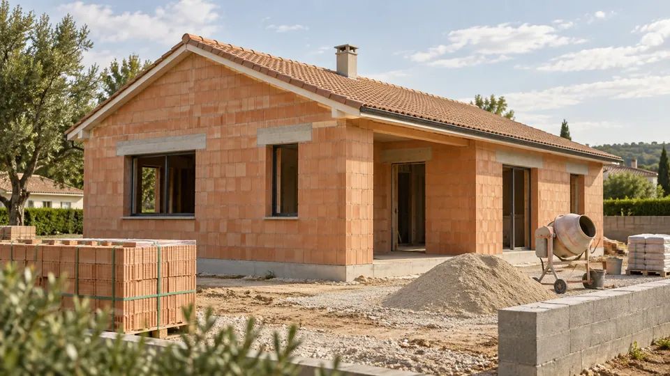 Illustration IA d’un concept fictif de construction de maison