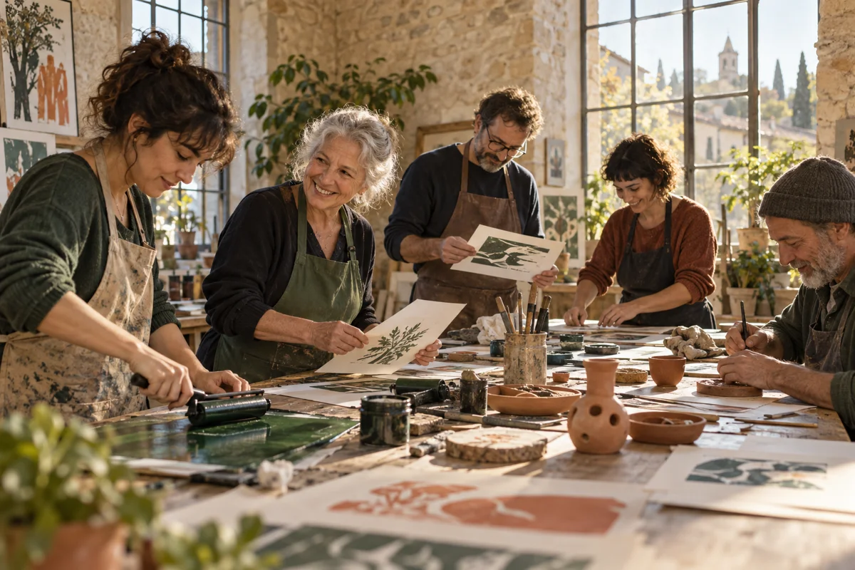 Atelier créatif imaginé — illustration créée par IA